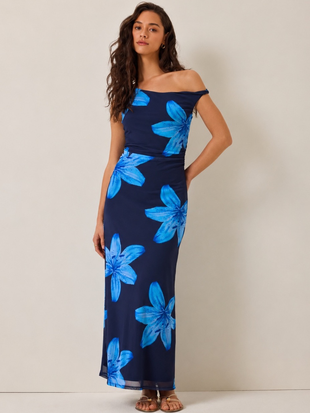 Altar'd State Elisa Maxi Dress Navy Blue Size S